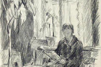 Бочков Ф. Н. Читающая женщина у окна. 1926. Бумага, карандаш
