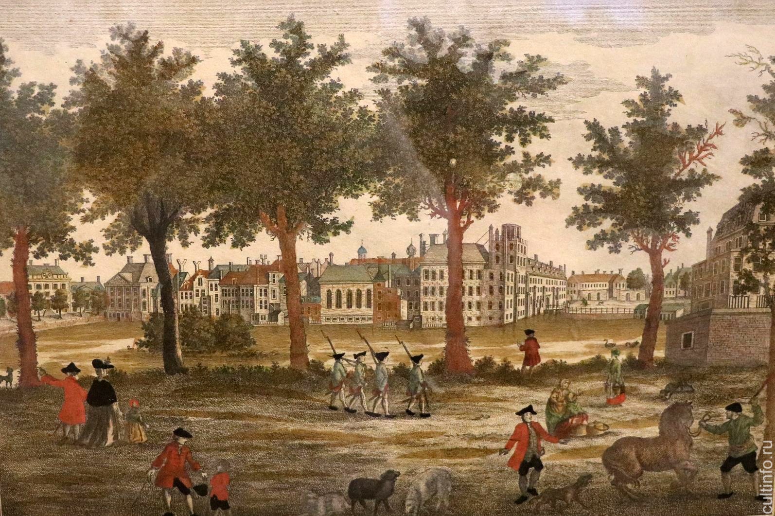 Г.Б.Пробст с оригинала Х.ван Исаака. Вид садка перед двором в Гааге. 1770-1790-е гг. Г.Б.Пробст с оригинала Х.ван Исаака. Вид садка перед двором в Гааге. 1770-1790-е гг.