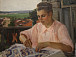 Вышивальщица. Конец  1950-х. Холст, масло