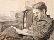 Феодосий Бочков. Читающая женщина на диване (Л.В. Перова). 1926. Фрагмент
