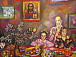 Корбаков Владимир Николаевич (1922-2013). Крашение пасхальных яиц. 2008. Холст, масло. ВОКГ.