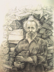 Староста храма в с. Степановское Петр Максимович, бум. кар., р 60х80, 2013