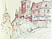 Краков. Резиденция короля. 1966. Бумага, цветной фломастер. 56х46.ВОКГ