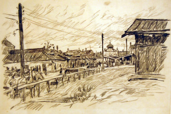 Бочков Ф. Н. Вологда. Базарная площадь. 1928. Бумага, карандаш Бочков Ф. Н. Вологда. Базарная площадь. 1928. Бумага, карандаш