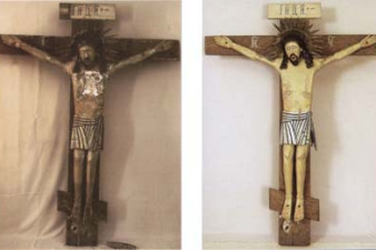 Распятие. XVIII в., ЧерМО (до и после реставрации)