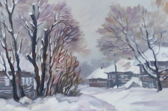 Вера Филиппова. Снежная зима. Заносы. Х., м., 40х50, 2022