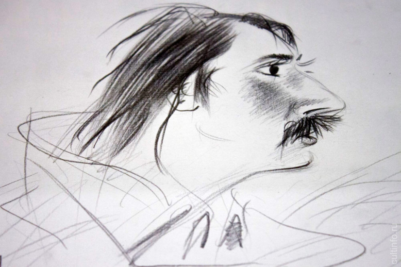 Михаил Копьев. Владимир Воропанов. Дружеский шарж из сериии «Вологодские художники и искусствоведы»