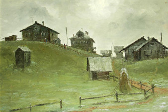 Село Веркола – деревня писателя Федора Абрамова. 1993. Холст, масло. ВОКГ Село Веркола – деревня писателя Федора Абрамова. 1993. Холст, масло. ВОКГ