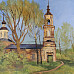 Вера Филиппова.  Храм Николая Чудотворца в Прилуках ,16 в. Вологда. Х., м., 60х80, 2024
