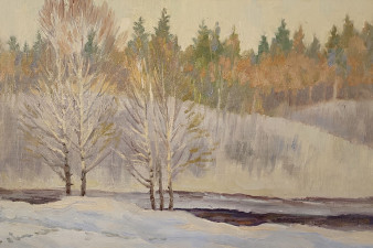 Вера Филиппова. Весна пришла в край северный. Диптих (левая часть) Х., м., 30х50, 2024