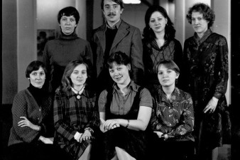 Сотрудники ВОКГ: Т. Едемская, В. Воропанов, О. Кукушкина, Л. Корюкина, Л. Соснина, М. Вороно, Е. Шуткова, И. Балашова. Фото 1980 г.
