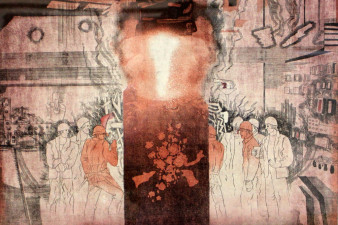 Карцев Ю. И. Юбилейная плавка. 1981. Бумага, цветной офорт, акватинта. ВОКГ Карцев Ю. И. Юбилейная плавка. 1981. Бумага, цветной офорт, акватинта. ВОКГ
