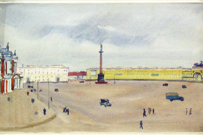 Работа Н.А.Тырсы «Дворцовая площадь. Ленинград. 1930-е», переданная в дар ВОКГ Владимиром Воропановым