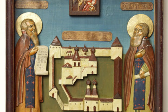 Святые Ферапонт и Мартиниан. Дерево, резьба, роспись, 2006 Святые Ферапонт и Мартиниан. Дерево, резьба, роспись, 2006