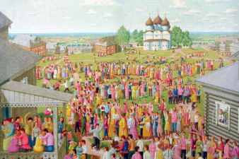 Деревенский праздник «Девятая». 1980. Холст, масло. 100,5х125. ВОКГ
