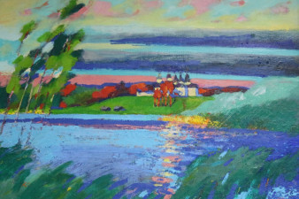 Романов А. Н. Закат над святой обителью (Ферапонтово). 2013. Холст, масло