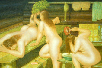 Попов Г. И. Сестры. (3-я часть триптиха «Деревня»). 2007. Холст на двп, масло