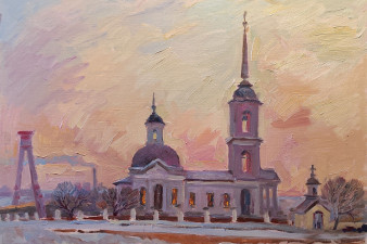 Вера Филиппова.  Храм Рождества Христова. Череповец. Х., м., 50х70, 2022