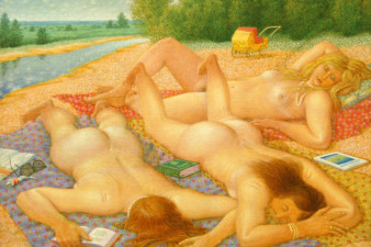 Попов Г. И. Отпускницы. Цикл «Времена года». Июнь. 2008. Холст на двп, масло