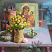 Журавлев Н. А. Натюрморт с купальницами. 2010. Картон, пастель