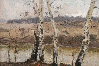 Березы. 1975. Картон, масло 