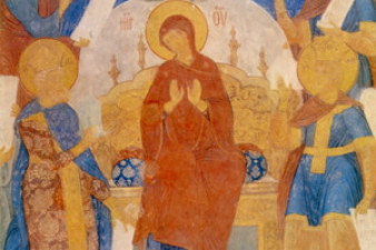 Северная стена. Композиция из акафиста. Пятый пояс северной стены. Composition from the «Akathistos». Fifth tier of northern wall