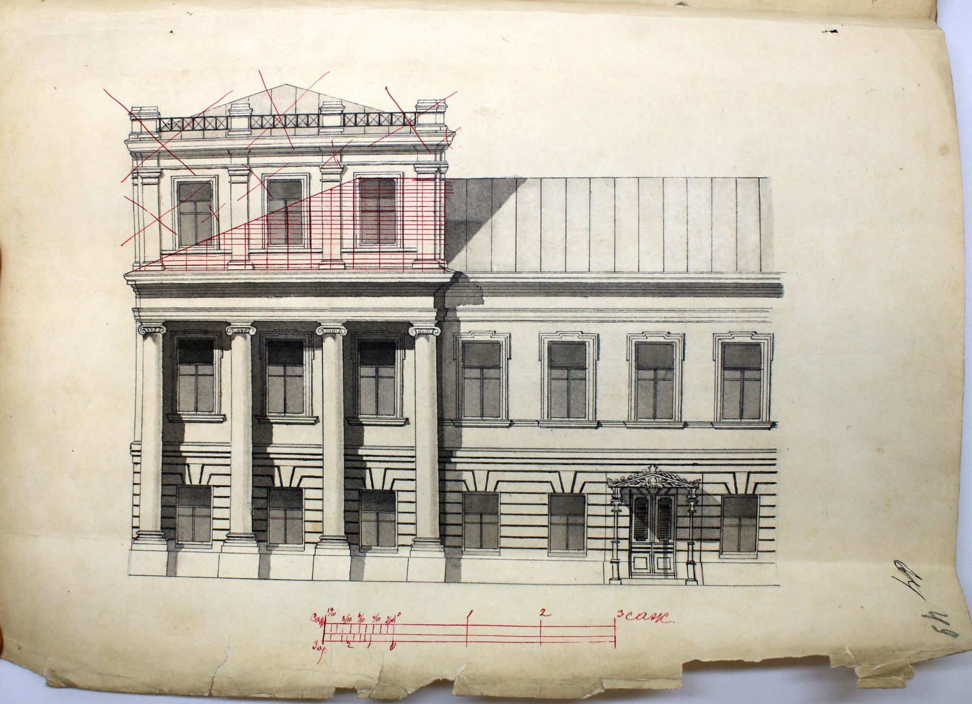 Проект пристройки общежития Вологодской мужской гимназии. ГАВО Ф. 14 оп. 1 д. 4677 