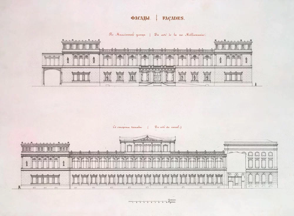 Новый Эрмитаж. Проект Лео фон Кленце. Источник: https://academy.hermitagemuseum.org/materials/novyj-ehrmitazh.-stroitelstvo-imperatorskogo-muzeuma 