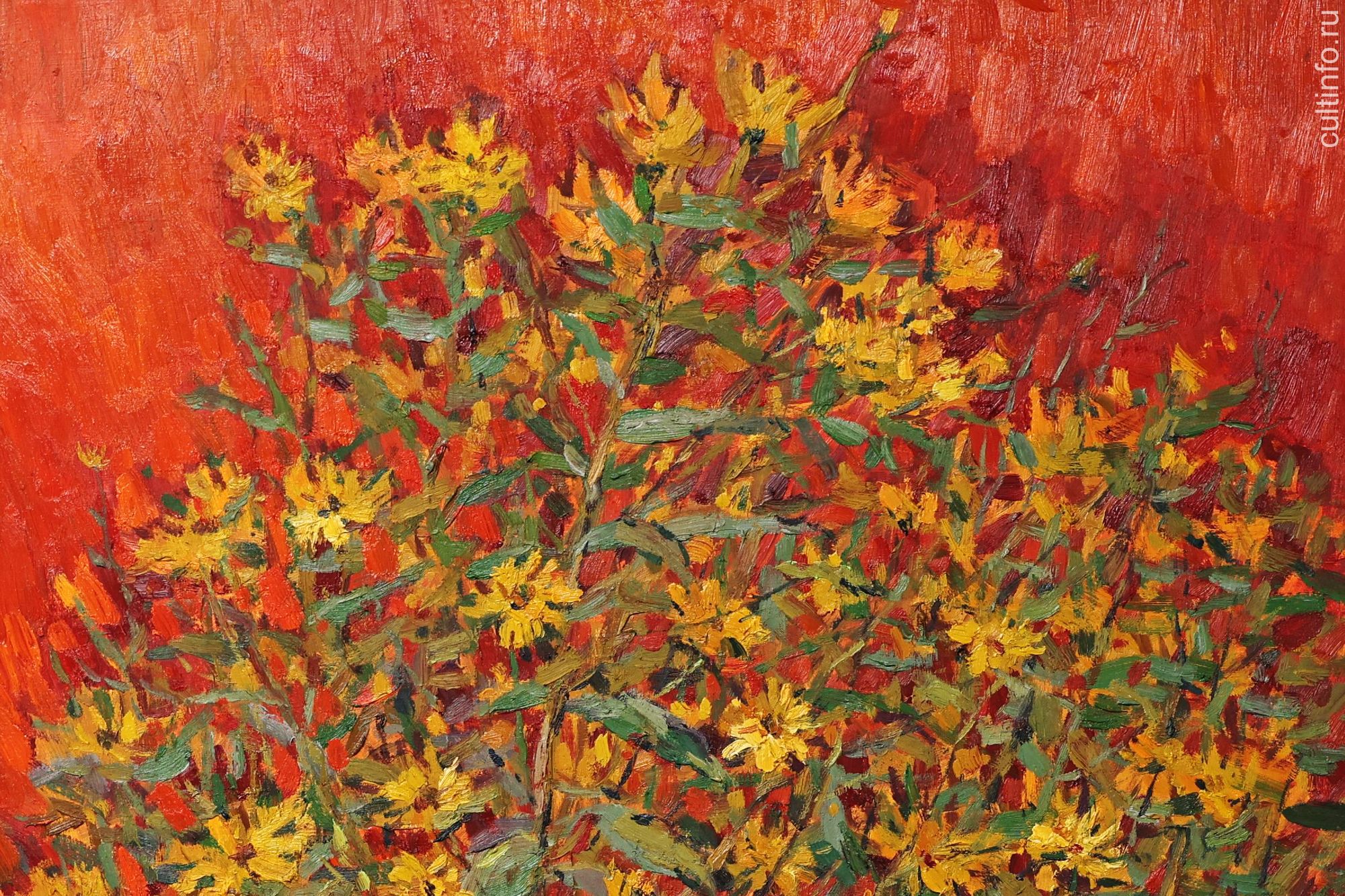 Евгений Калачёв. Топинамбуры на красном. Фрагмент